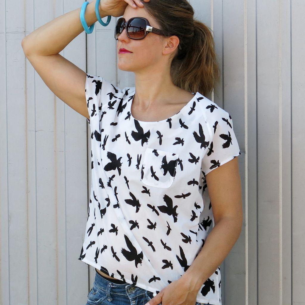 Papierschnittmuster Raglanbluse Frau Mia XS-XL